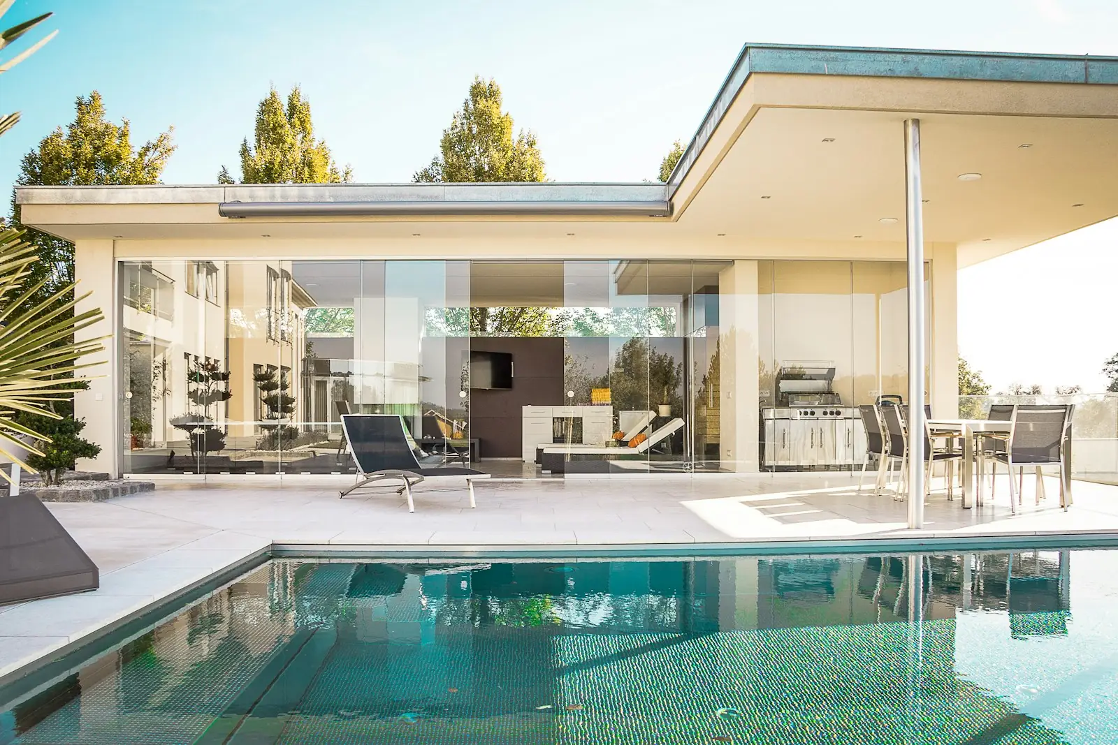 Modern villa with a covered terrace and swimming pool